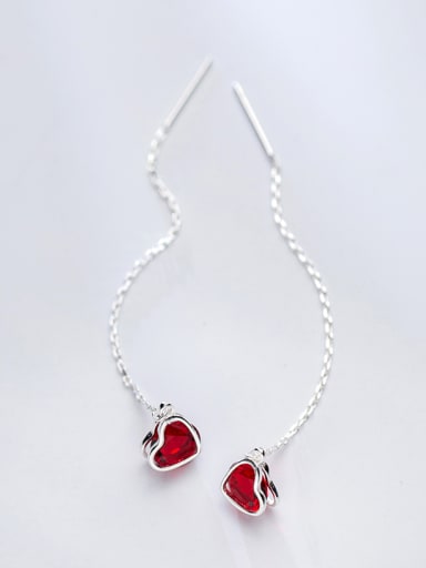 All-match Heart Shaped S925 Silver Crystal Line Earrings