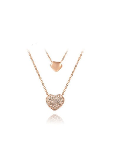 Elegant Double Heart Shaped Crystal Necklace