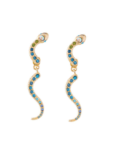Snake Shaped Color Zircons Western Style Women Stud Earrings