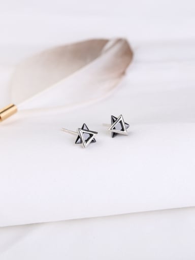 Tiny Triangle Black Zircon Stud Earrings