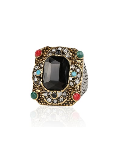Retro style Resin stones Double Color Plated Alloy Ring