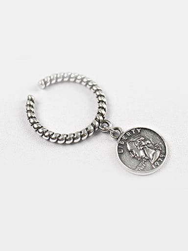 Personalized Dollar Coin Silver Opening Ring