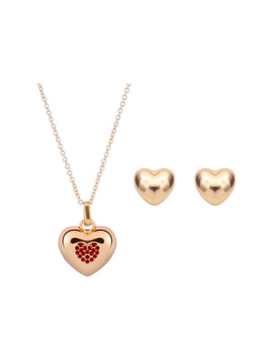 Alloy Imitation-gold Plated Fashion Heart-shaped Two Pieces Jewelry Set