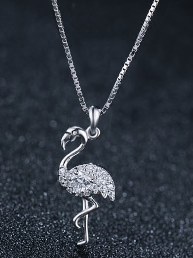 925 Sterling Silver With Platinum Plated Cute Flamingo Necklaces