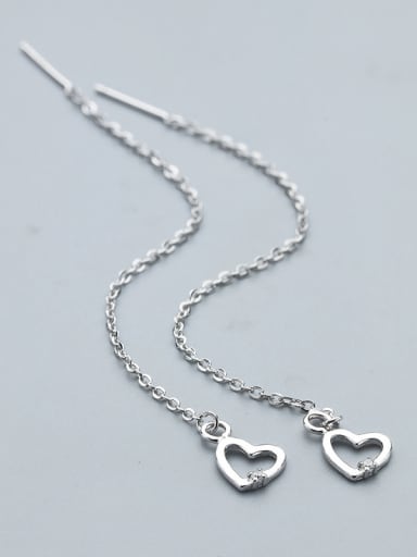 Simple Little Hollow Heart 925 Silver Line Earrings