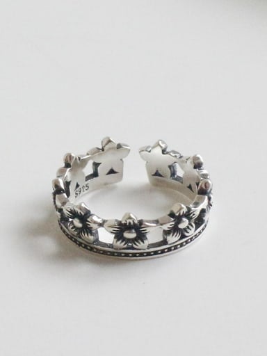 Retro style Little Flowers Silver Opening Ring