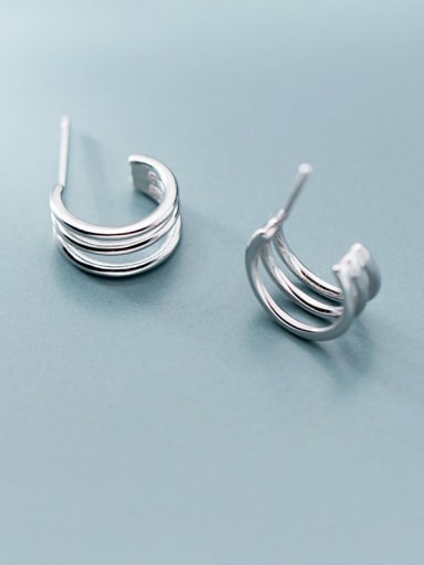 925 Sterling Silver With Platinum Plated Simplistic Irregular Stud Earrings