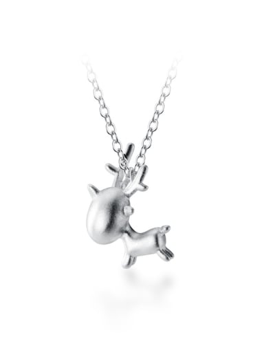 925 Sterling Silver With Platinum Plated Cute Deer Necklaces