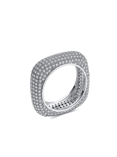 Exaggerated personality square micro-inlaid AAA zircon ring
