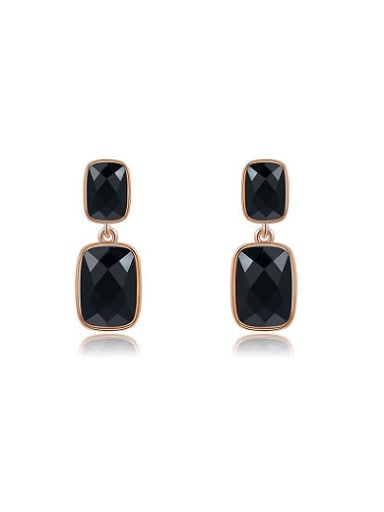 Exquisite Black Square Shaped Austria Crystal Stud Earrings
