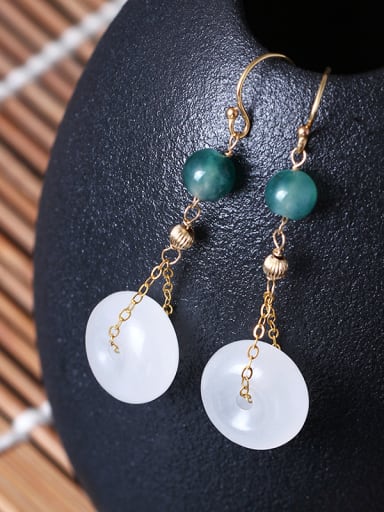Elegant Jade Retro Style Drop Earrings
