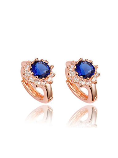 High Quality 18K Rose Gold Flower Shaped Zircon Earrings