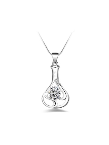 Fashion Flower Vase Cubic Zircon Pendant Copper Necklace