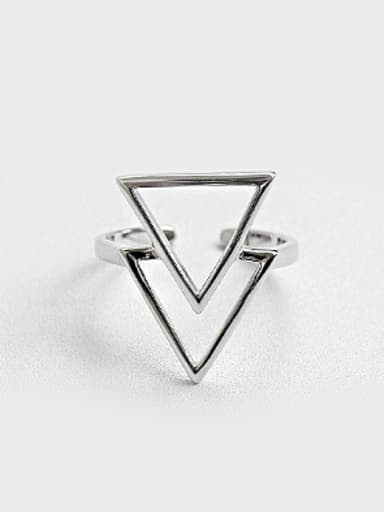 Simple Double Hollow Triangle Silver Opening Ring