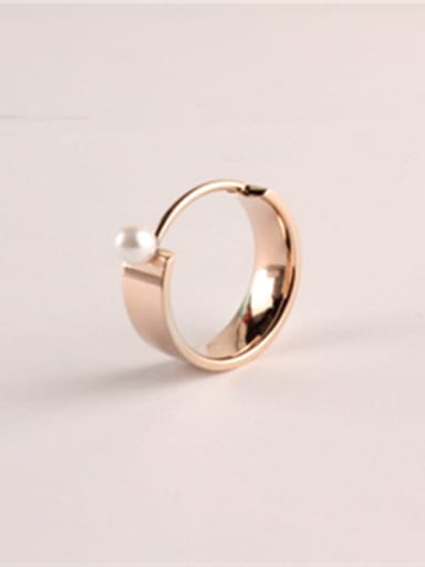 Artificial Pearl Smooth Rose Gold Plated Ring