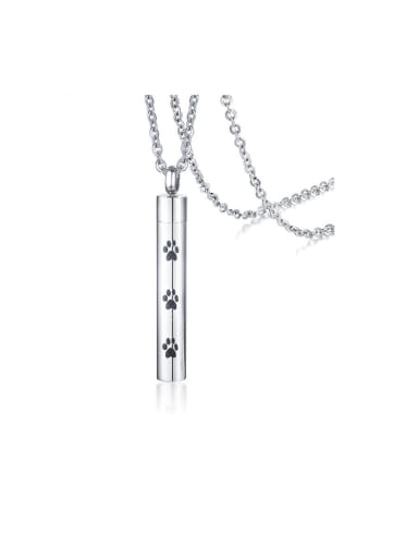 Stainless Steel With Platinum Plated Simplistic  Cylinder  Paw Print  Necklaces