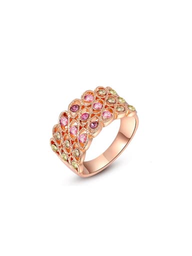 Women Colorful Rose Gold Plated Crystal Ring