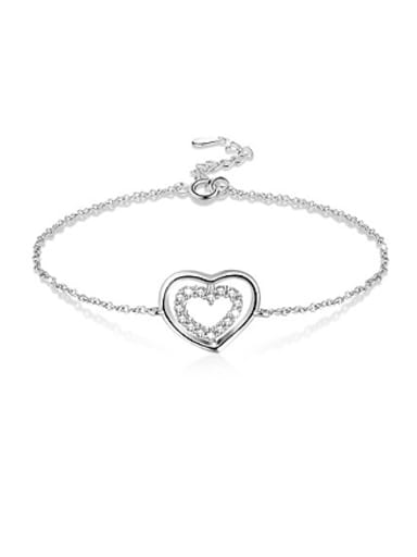 Elegant Double Heart Shaped Rhinestone Bracelet
