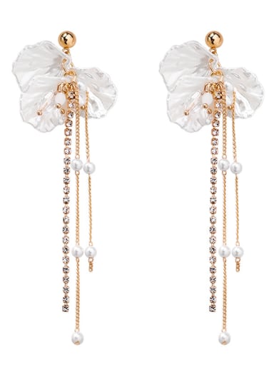 Alloy With Imitation Gold Plated Bohemia Flower Tassel Earrings