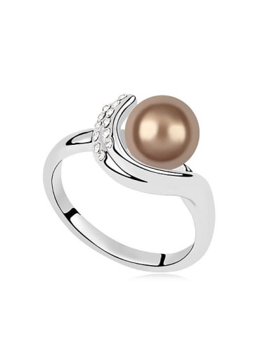 Simple Imitation Pearl Tiny Crystals Alloy Ring