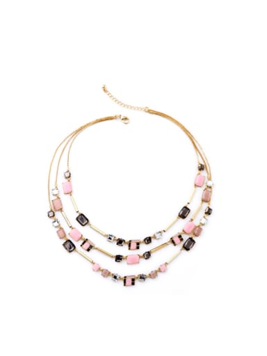 Multilayer Box Stons Sweater Necklace