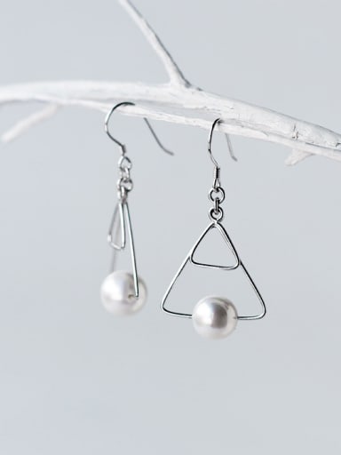 Exquisite Triangle Shaped Artificial Pearl Drop Earrings