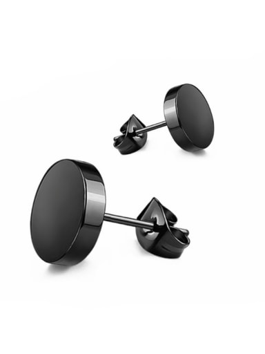 Stainless Steel With Black Gun Plated Trendy Round Stud Earrings