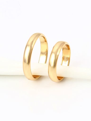 Copper Alloy 24K Gold Plated Smooth Couple band rings