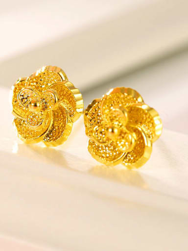 Copper Alloy 23K Gold Plated Classical Flower stud Earring