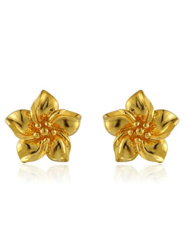 Copper Alloy 24K Gold Plated Classical Flower Wedding stud Earring