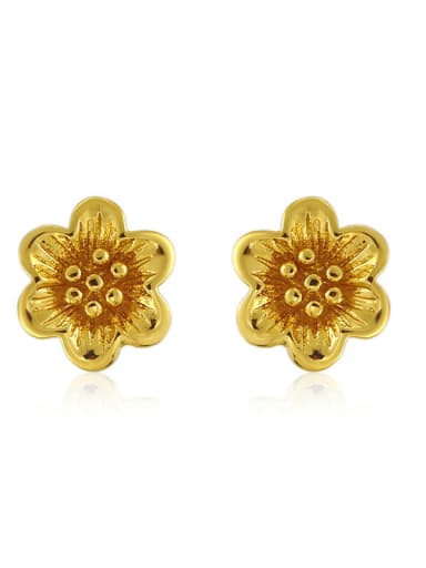 Copper Alloy 24K Gold Plated Classical Flower stud Earring
