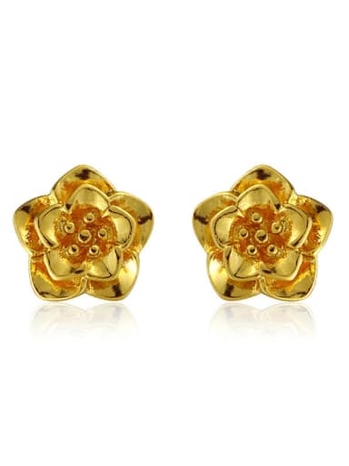 Copper Alloy 24K Gold Plated Wedding Flower stud Earring
