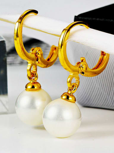 Copper Alloy 18K Gold Plated  Imitation Pearl drop Earring