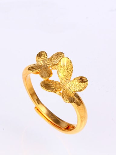 Copper Alloy 24K Gold Plated Classical Butterfly Women Ring