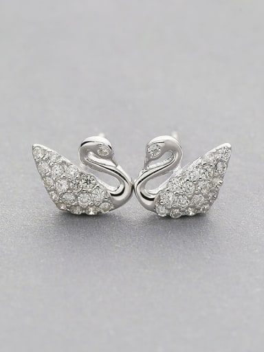 925 Silver Swan Shaped Zircon stud Earring