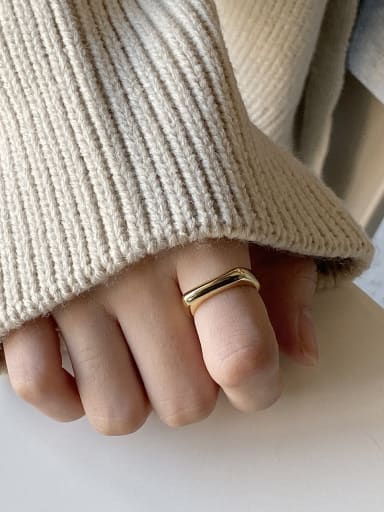 925 Sterling Silver With Gold Plated Simplistic Geometric Free Size Rings