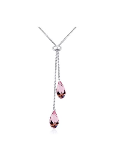 Simple Water Drop austrian Crystals Platinum Plated Necklace