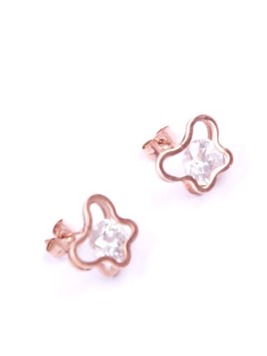 Temperament Rose Gold Plated Zircons Stud Earrings