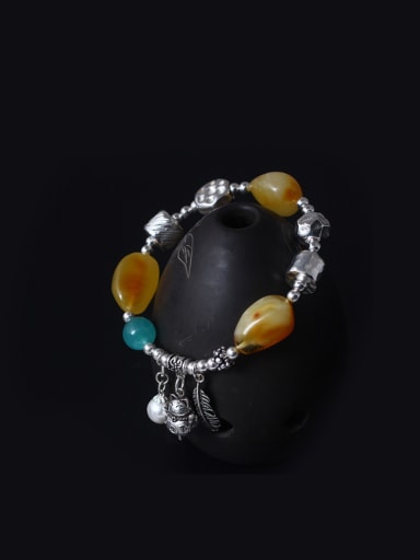 Beautiful Natural Yellow Beeswax Stones Bracelet