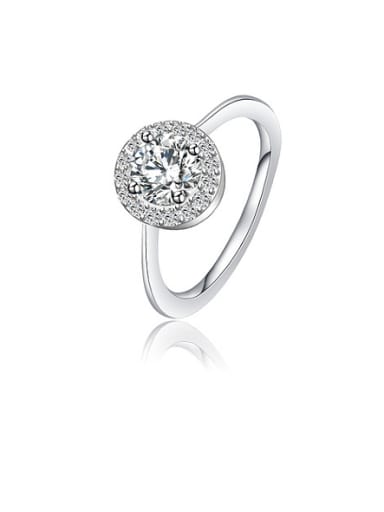 Copper Alloy White Gold Plated Fashion Round Zircon Engagement Ring