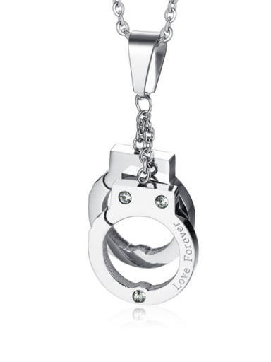 Personality Handcuffs Shaped Rhinestones Stainless Steel Pendant