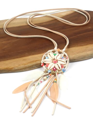 Handmade Retro Style Flower Tassel Pendant Necklace