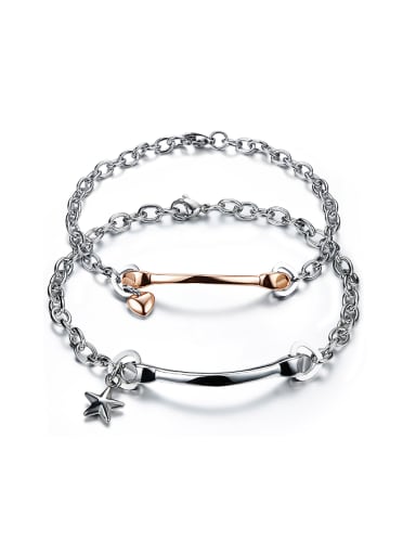 Fashion Little Heart Star Titanium Lovers Bracelet
