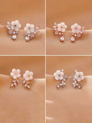 Alloy With Platinum Plated Cute Acrylic Flower Stud Earrings