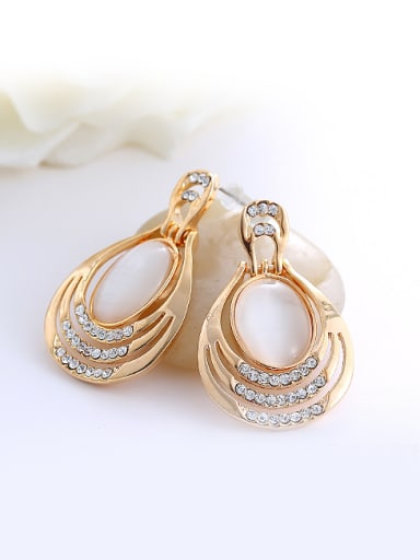 Fashion Opal stone Cubic Rhinestones Gold Plated Stud Earrings