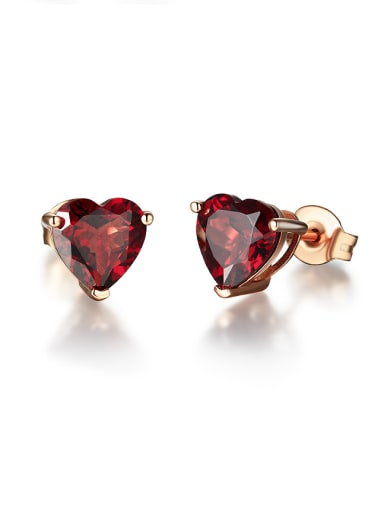 Rose Gold Plated Heart-shaped Gemstone stud Earring