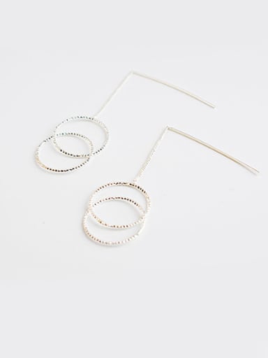 18K Silver Plated Double Round Shaped Earrings