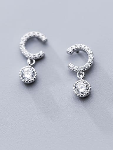 925 Sterling Silver With Platinum Plated Delicate Monogrammed Stud Earrings
