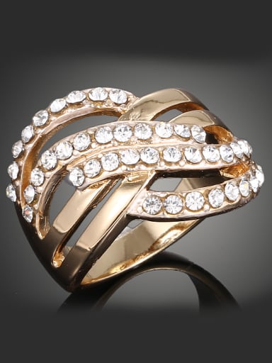 Fashion Cubic White Rhinestones Gold Plated Ring