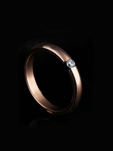 Simple Rhinestone Titanium Smooth Ring